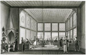 Interior de um café público em Constantinopla pelo Bósforo, 1819